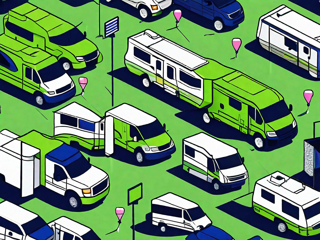 Beyond Billboards: 6 Innovative Advertising Strategies for RV Dealerships 1 A variety of rvs equipped with unique advertising elements like digital screens
