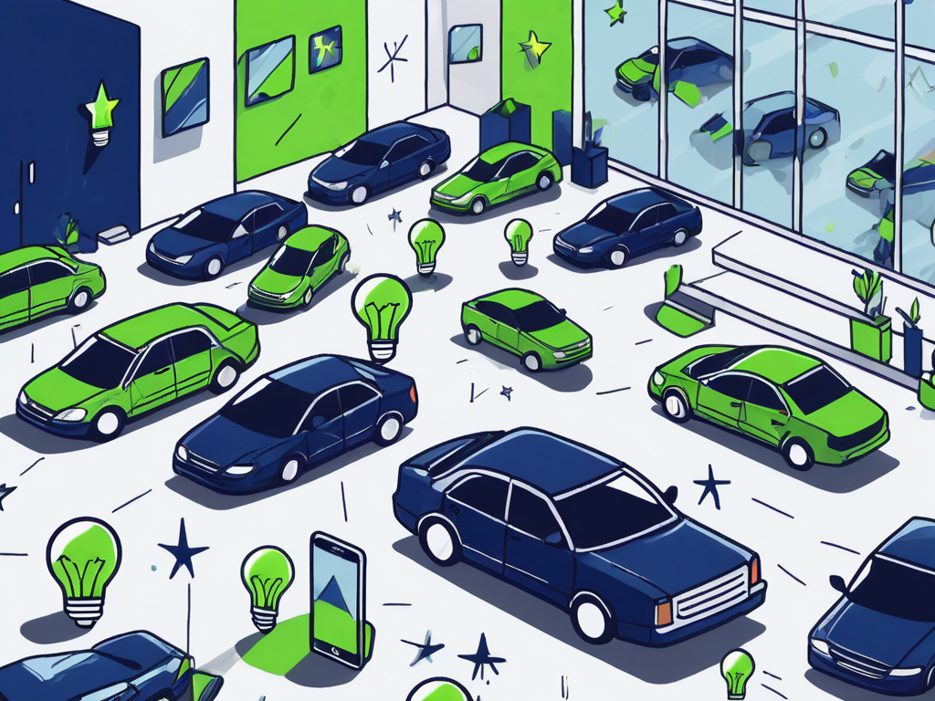 7 Ways to Attract Used Car Sales Leads Over the Phone 1 A used car showroom with phones scattered around