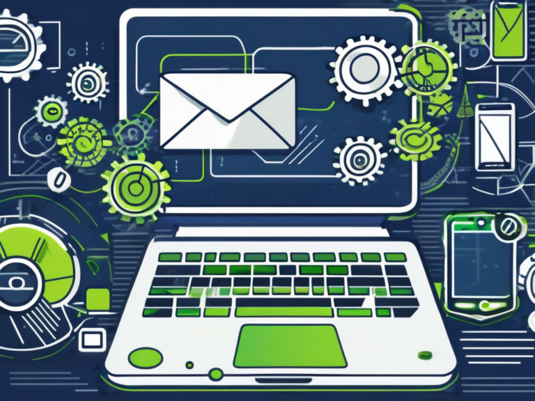 How to Make the Most of BDC Email Templates and Automated Texting 7 A computer displaying an open email template and a smartphone showing an automated texting app