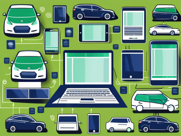 10 Destructive Dealership Digital Marketing Mistakes You Need to Avoid 4 A car dealership with various digital devices like a smartphone