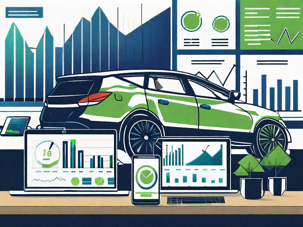 Car Dealer Lead Management Software: 8 Tips to Convert Leads into Sales 1 A car dealership with various digital devices like computers and smartphones