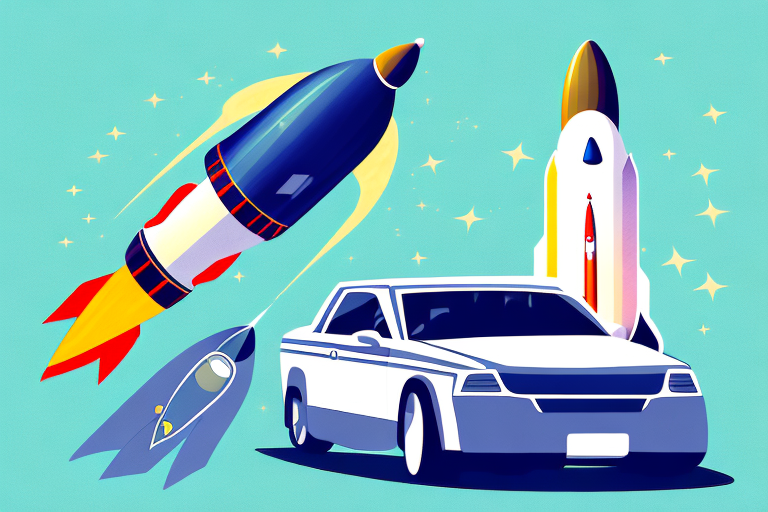 10 Car Dealership Marketing Strategies to Skyrocket Sales 2 A car dealership with a rocket taking off in the background